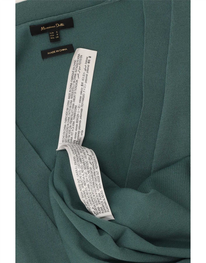 Massimo Dutti Womens Oversized Cardigan Sweater UK 10 Small Green Viscose