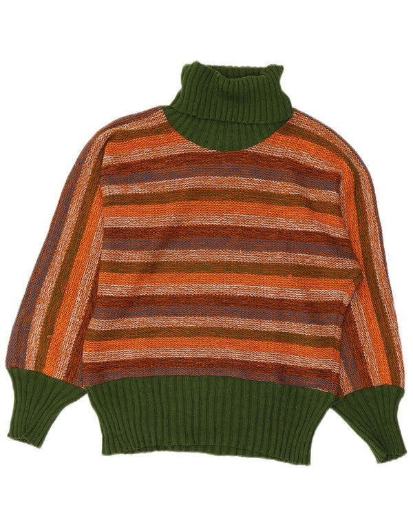 Vintage Womens Roll Neck Jumper Sweater IT 44 Medium Multicoloured Striped