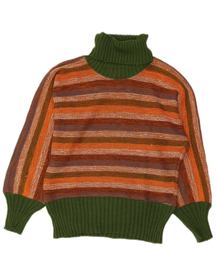 Vintage Womens Roll Neck Jumper Sweater IT 44 Medium Multicoloured Striped