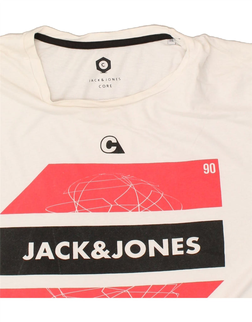 JACK & JONES Mens Graphic T-Shirt Top 2XL White Cotton | Vintage Jack & Jones | Thrift | Second-Hand Jack & Jones | Used Clothing | Messina Hembry 