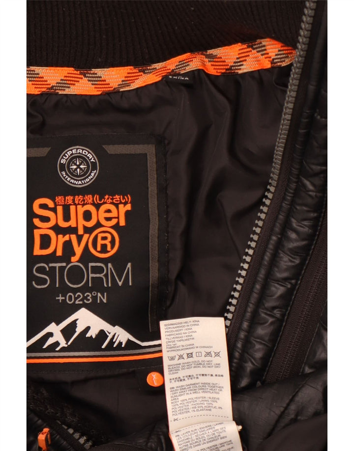 SUPERDRY Mens Hooded Padded Jacket UK 42 XL Black Colourblock Polyester