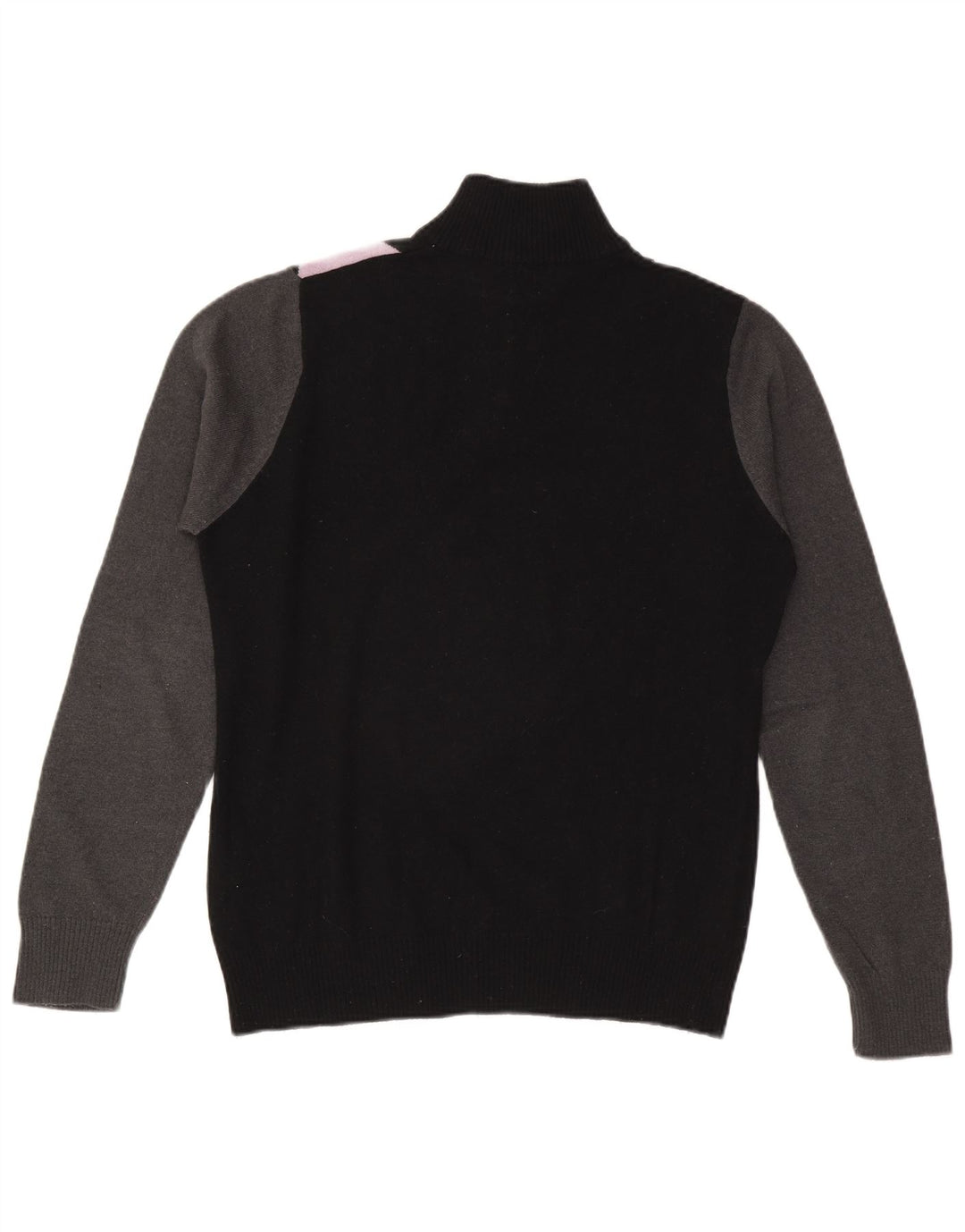 Sergio Tacchini Mens Zip Neck Jumper Sweater Medium Black Argyle/Diamond