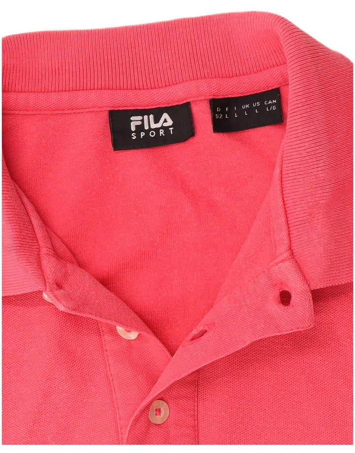 Fila Mens Polo Shirt Large Pink Cotton