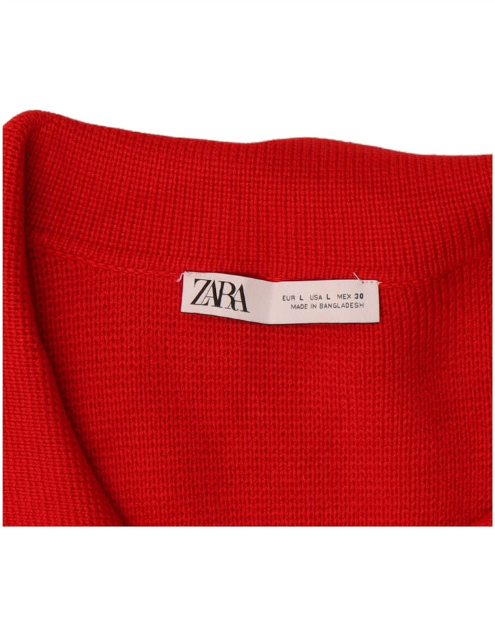 Zara Womens Cardigan Sweater UK 16 Large Red Viscose
