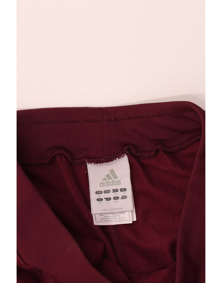 Adidas Womens Tracksuit Trousers Joggers UK 16 Large Maroon Polyester