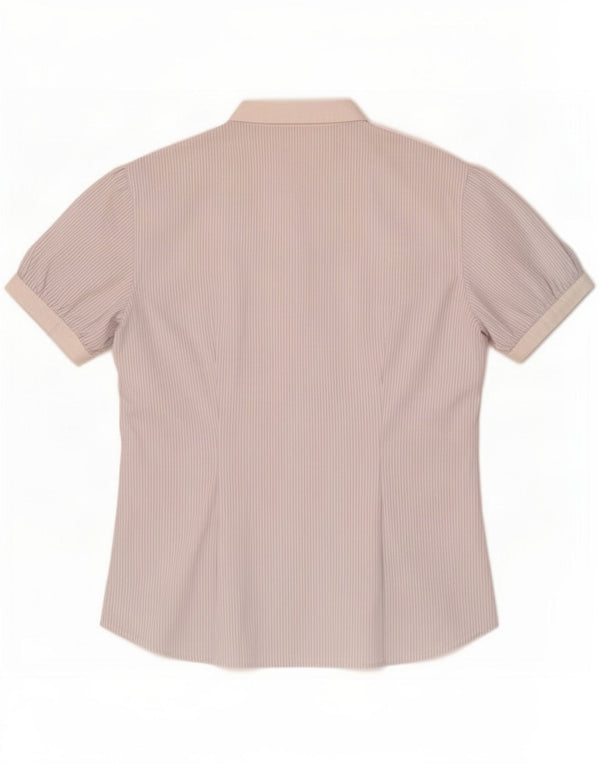 Benetton Womens Short Sleeve Shirt UK 16 Large White Pinstripe