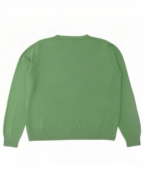 Marks & Spencer Womens Crew Neck Jumper Sweater UK 22 3XL Green Acrylic