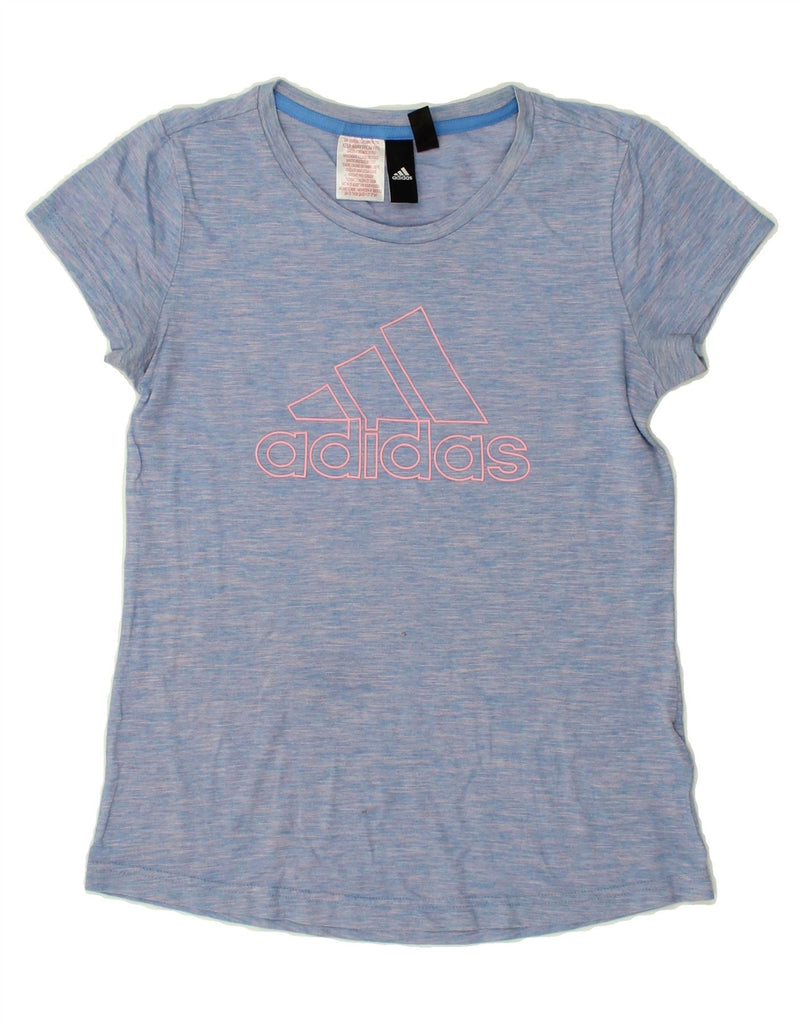 ADIDAS Girls Graphic T-Shirt Top 13-14 Years Blue Flecked Cotton | Vintage Adidas | Thrift | Second-Hand Adidas | Used Clothing | Messina Hembry 