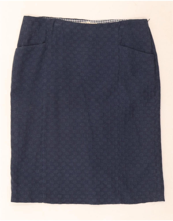 White Stuff Womens Straight Skirt UK 12 Medium W32 Navy Blue Geometric