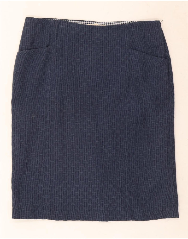 White Stuff Womens Straight Skirt UK 12 Medium W32 Navy Blue Geometric