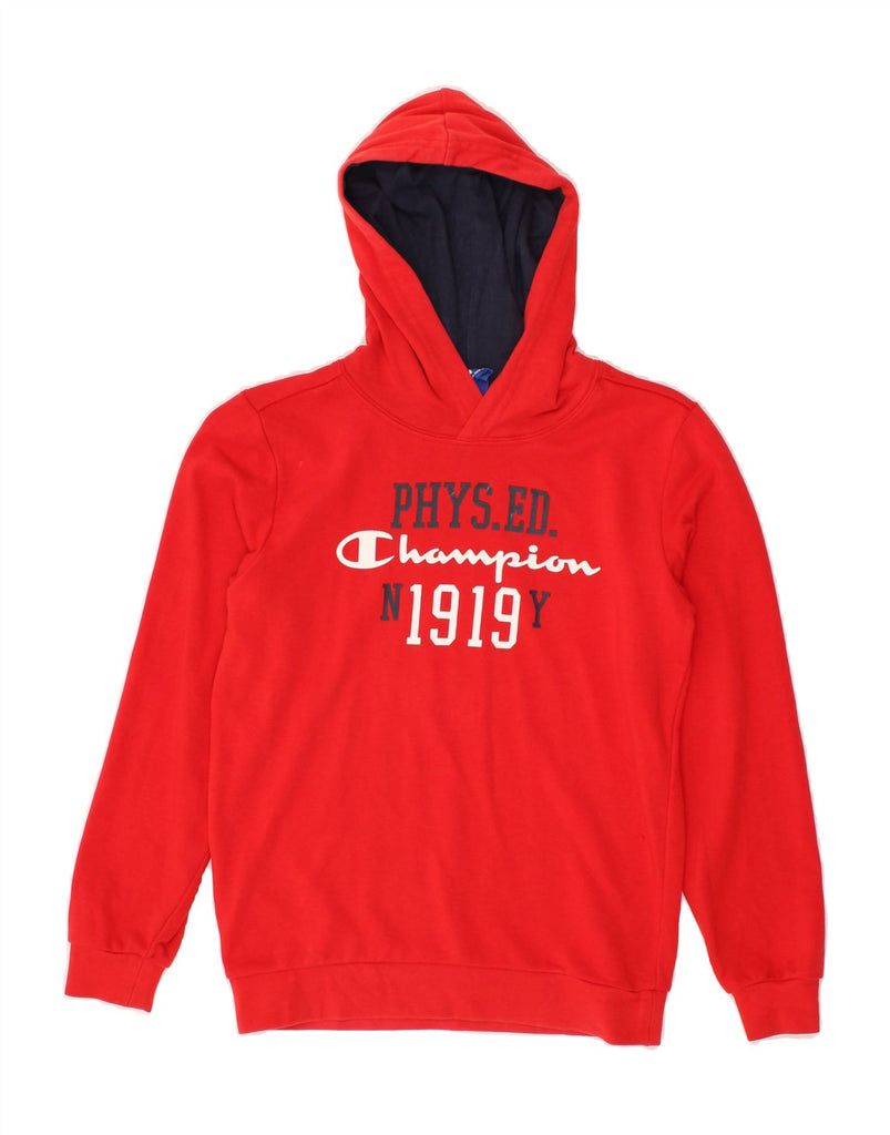 CHAMPION Boys Graphic Hoodie Jumper 9-10 Years Medium Red | Vintage Champion | Thrift | Second-Hand Champion | Used Clothing | Messina Hembry 