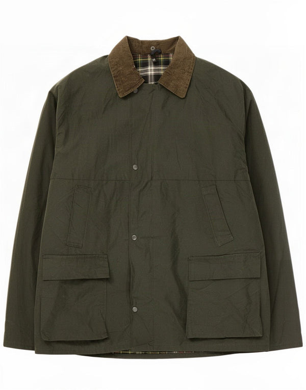 Vintage Mens Waxed Cotton Jacket UK 46 3XL Green