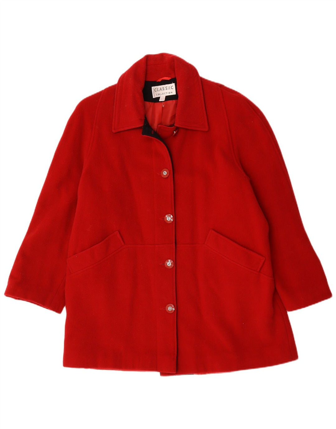 CLASSIC Womens Oversized Overcoat UK 12 Medium Red Wool