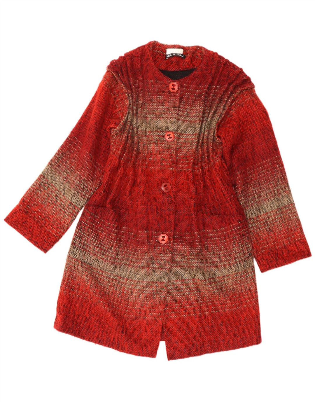 Avoca Womens Overcoat UK 4 XS Red Striped Acrylic