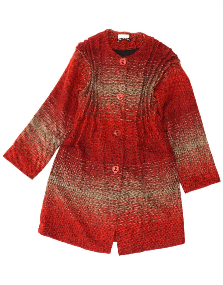 Avoca Womens Overcoat UK 4 XS Red Striped Acrylic