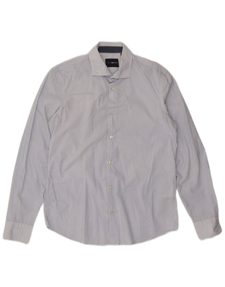 Gas Mens Shirt Large Blue Spotted Cotton