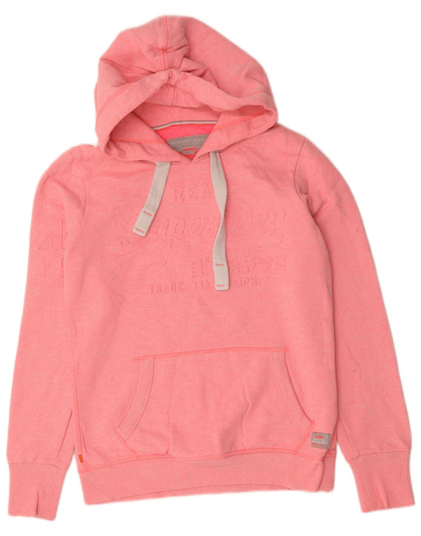 Superdry Womens Graphic Hoodie Jumper UK 10 Small Pink Cotton