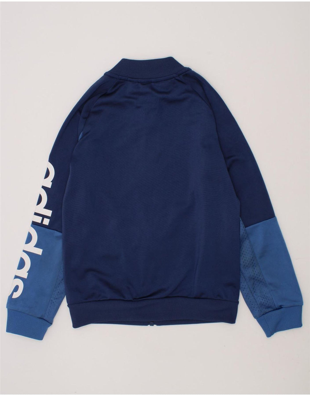 ADIDAS Boys Graphic Tracksuit Top Jacket 5-6 Years Navy Blue Colourblock Vintage Adidas and Second-Hand Adidas from Messina Hembry 