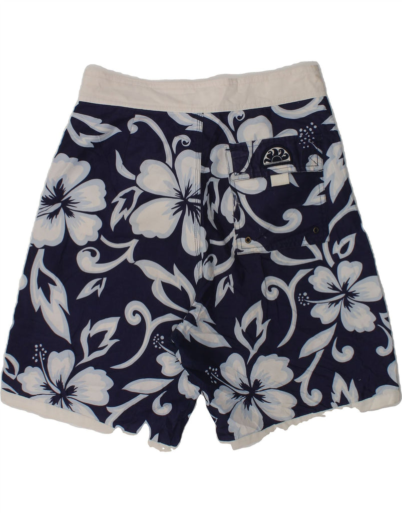 SUNDEK Boys Graphic Swimming Shorts 15-16 Years Navy Blue Floral Polyester | Vintage Sundek | Thrift | Second-Hand Sundek | Used Clothing | Messina Hembry 