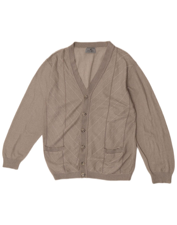 Enzo Goti Mens Cardigan Sweater Small Grey Chevron Acrylic