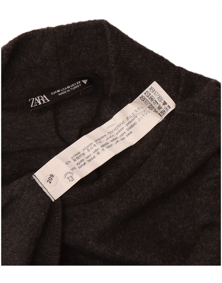 Zara Womens Short Sleeves Jumper Dress UK 12 Medium Grey Polyester