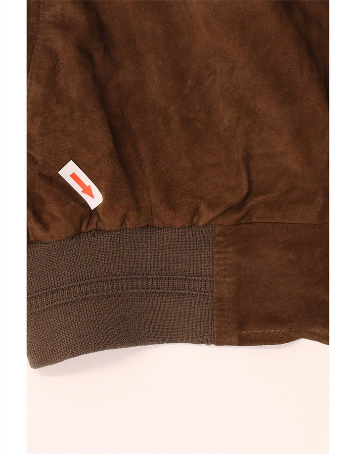 Montes Mens Suede Bomber Jacket EU 52 XL Brown Leather
