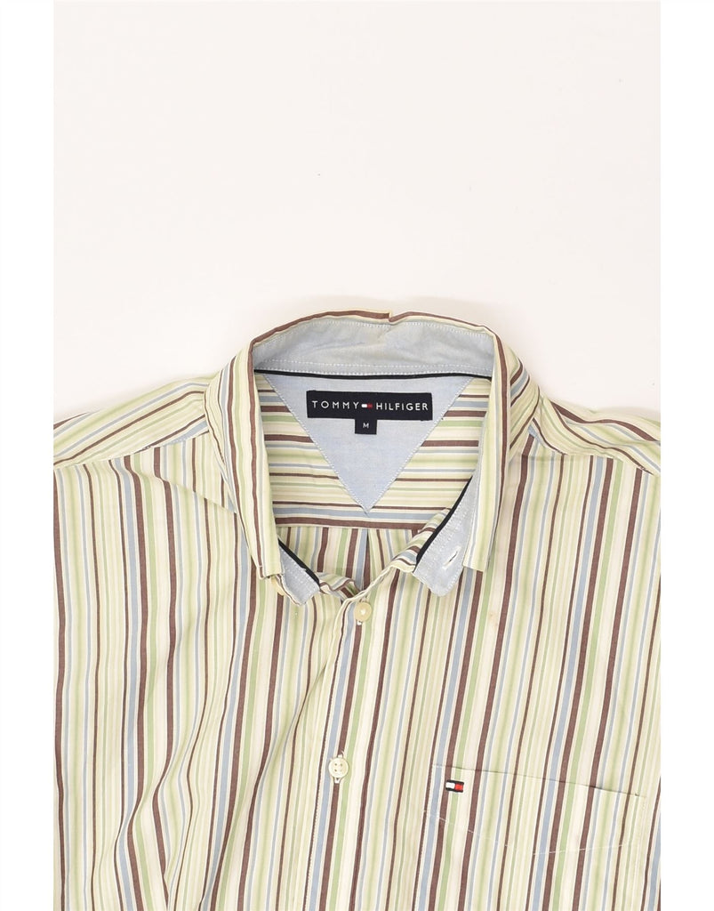 TOMMY HILFIGER Mens Shirt Medium Green Striped Cotton | Vintage Tommy Hilfiger | Thrift | Second-Hand Tommy Hilfiger | Used Clothing | Messina Hembry 