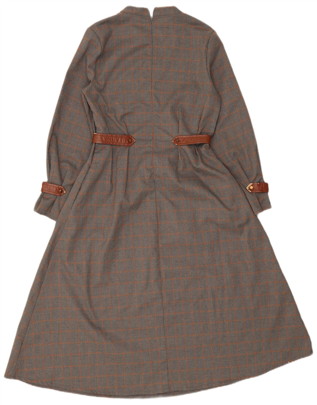 Vintage Womens Long Sleeve Maxi Dress UK 10 Small Grey Check