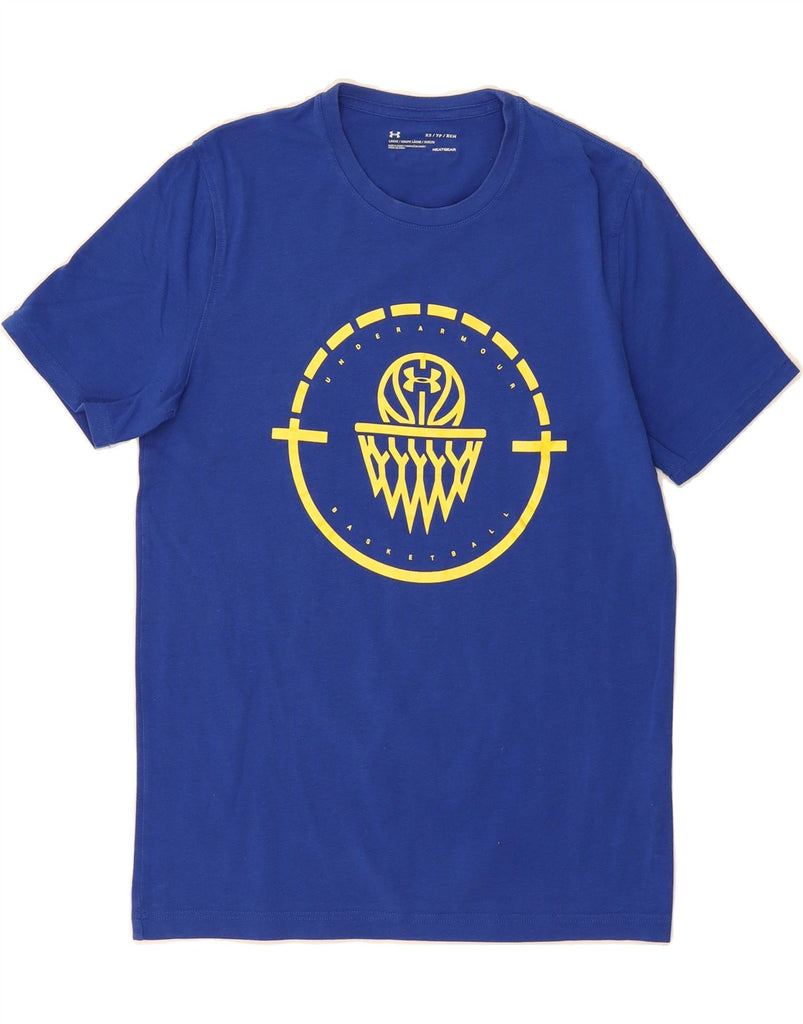 UNDER ARMOUR Mens Heat Gear Graphic T-Shirt Top XS Blue Cotton Vintage Under Armour and Second-Hand Under Armour from Messina Hembry 