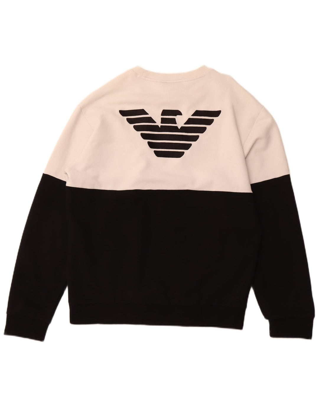 EMPORIO ARMANI Womens Graphic Sweatshirt Jumper UK 18 XL Black Colourblock