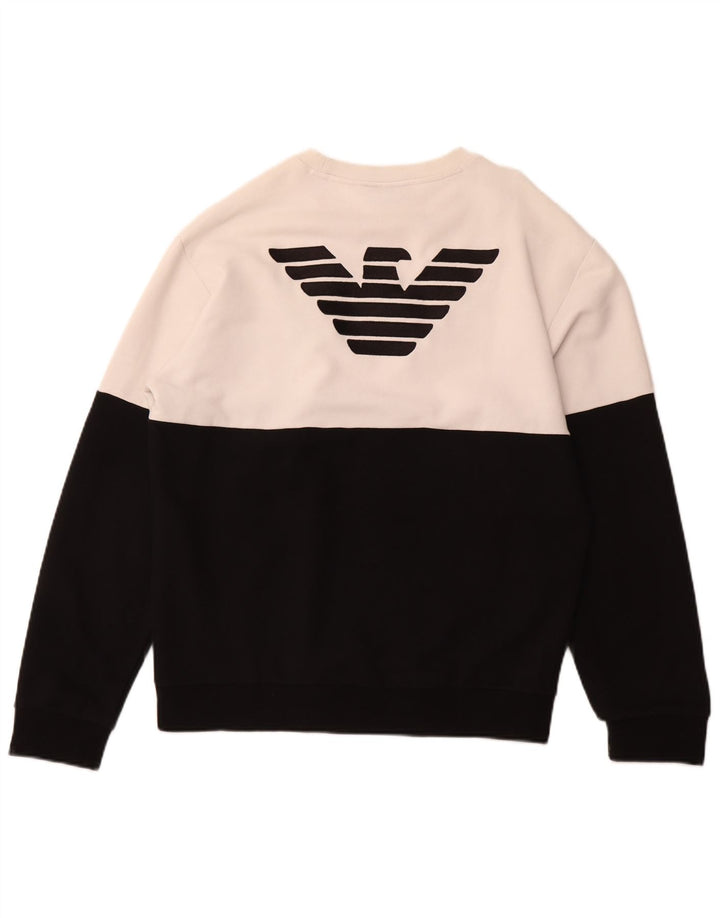 EMPORIO ARMANI Womens Graphic Sweatshirt Jumper UK 18 XL Black Colourblock
