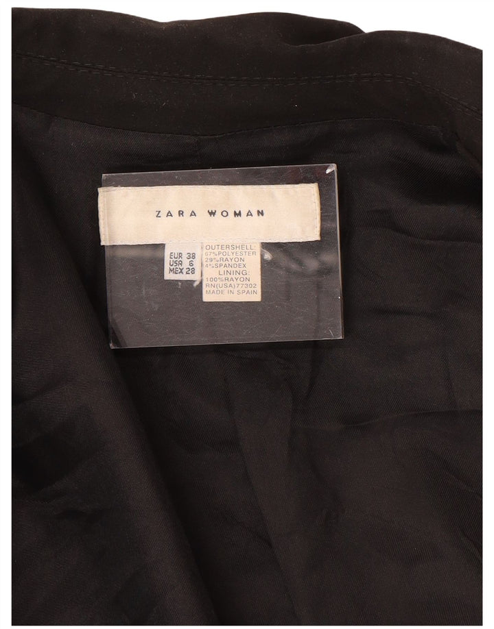 Zara Womens 1 Button Blazer Jacket EU 38 Small Black Polyester
