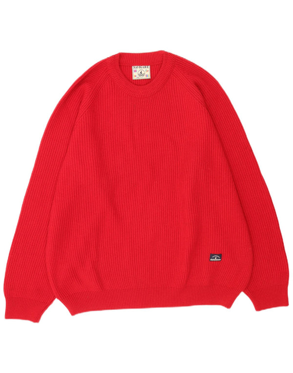 Navigare Mens Crew Neck Jumper Sweater 2XL Red Merino Wool