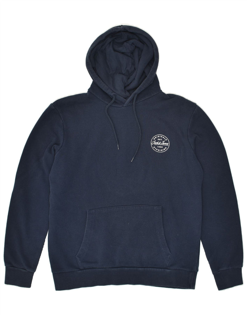 JACK & JONES Mens Hoodie Jumper Large Navy Blue Cotton | Vintage Jack & Jones | Thrift | Second-Hand Jack & Jones | Used Clothing | Messina Hembry 