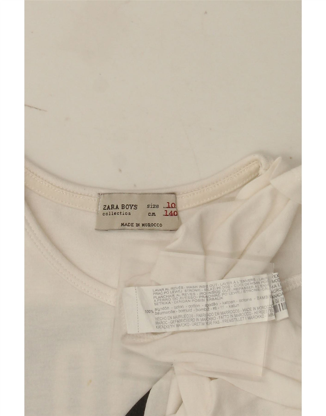 Zara Boys Graphic Top Long Sleeve 9-10 Years White Colourblock Cotton