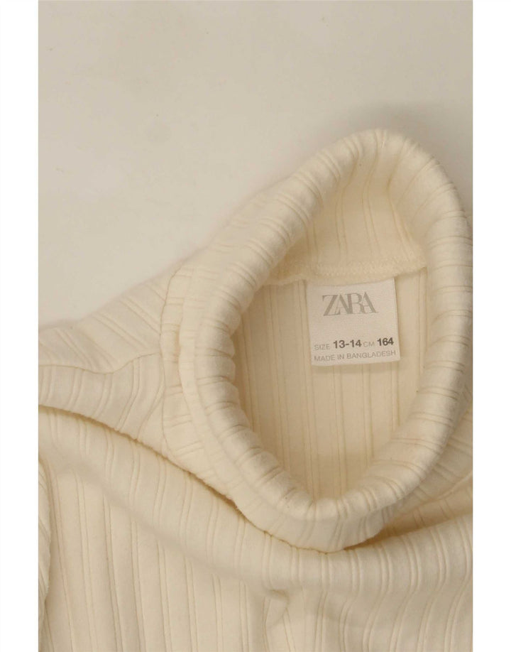 Zara Girls Top Long Sleeve 13-14 Years Off White