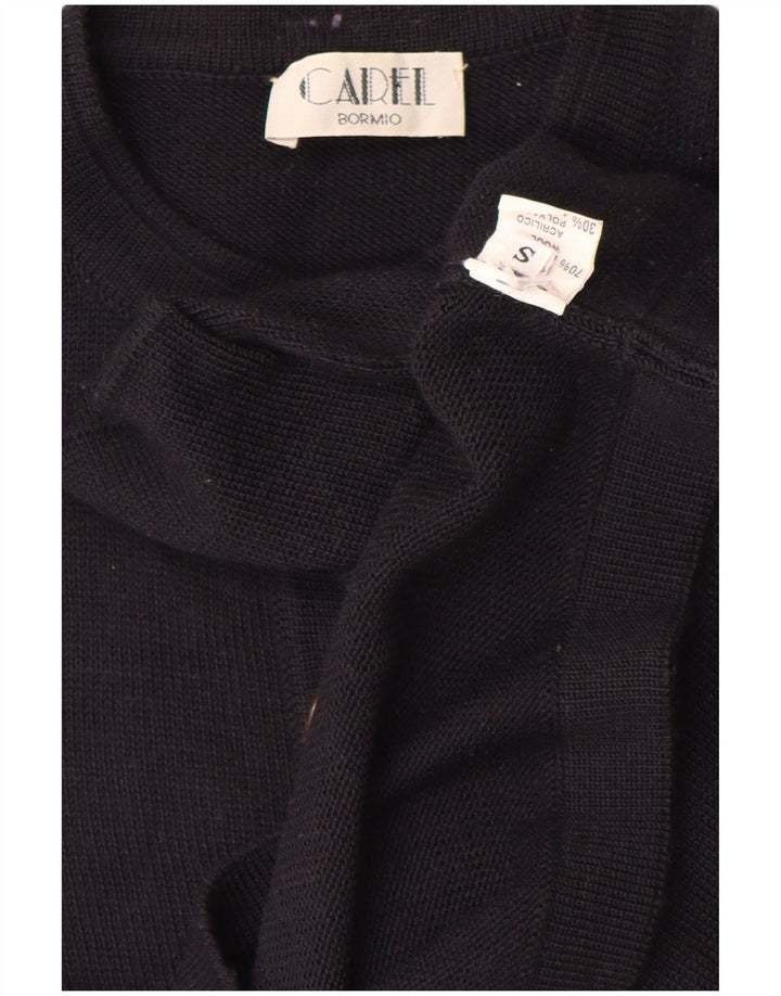 Vintage Womens Oversized Cardigan Sweater UK 10 Small Navy Blue Wool