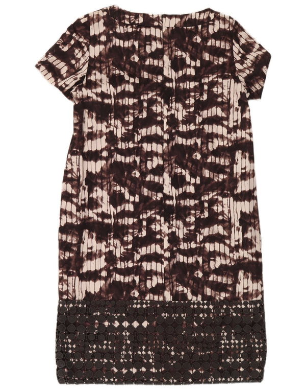 Max Mara Womens Abstract Pattern Shift Dress UK 12 Medium Burgundy
