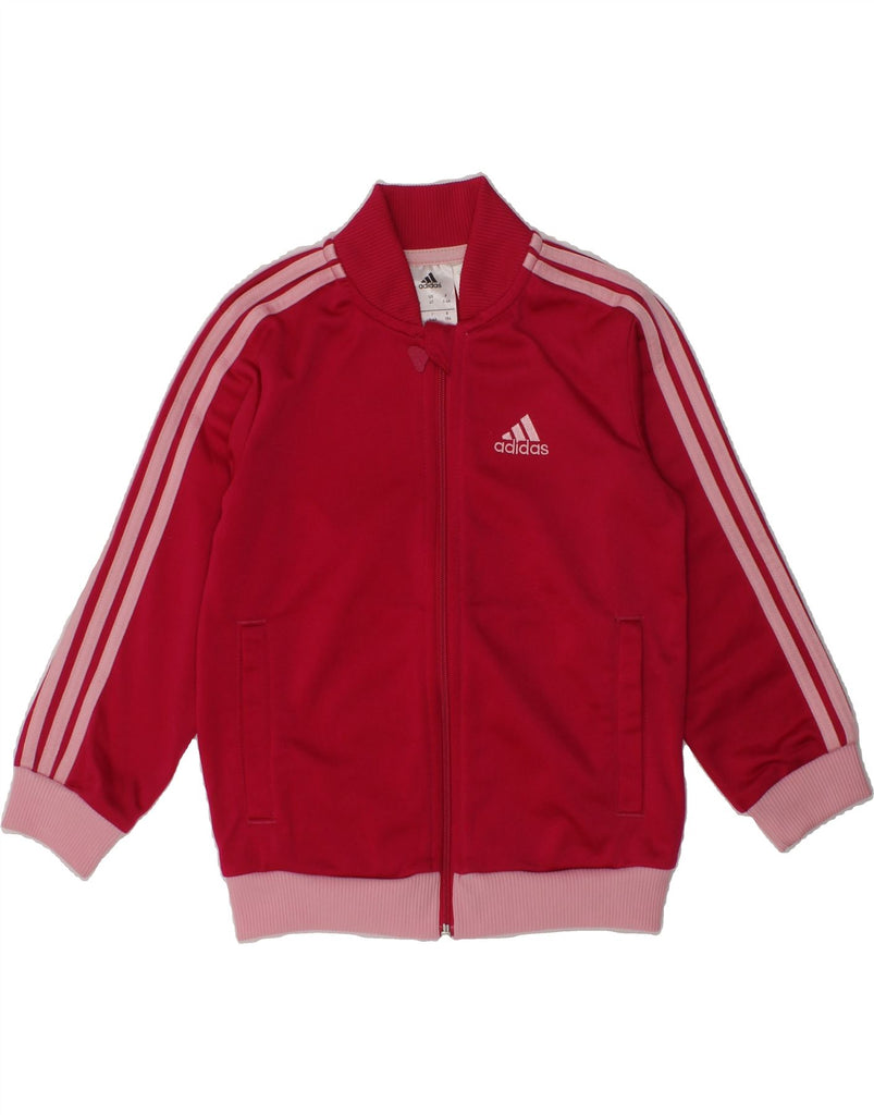 ADIDAS Girls Tracksuit Top Jacket 3-4 Years Red Colourblock Polyester | Vintage Adidas | Thrift | Second-Hand Adidas | Used Clothing | Messina Hembry 