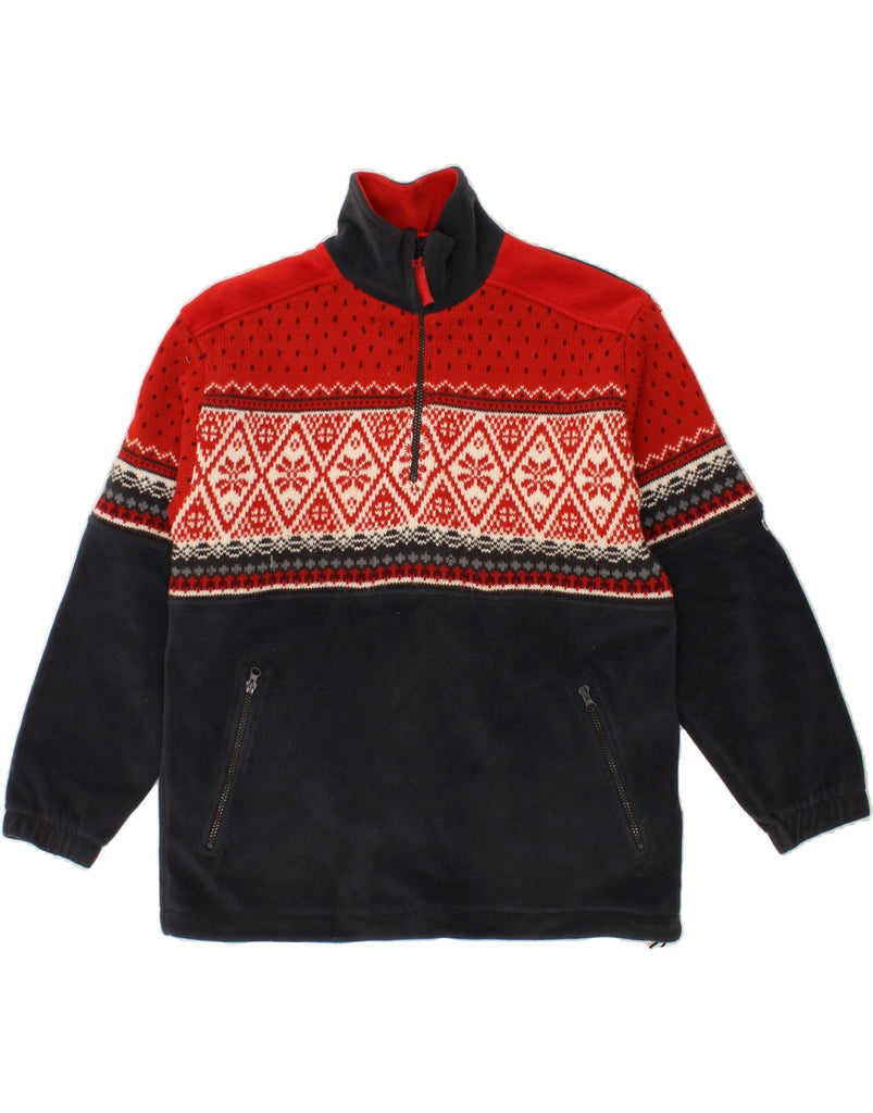 CAMPAGNOLO Mens Zip Neck Jumper Sweater IT 46 Small Red Fair Isle Cotton Vintage Campagnolo and Second-Hand Campagnolo from Messina Hembry 