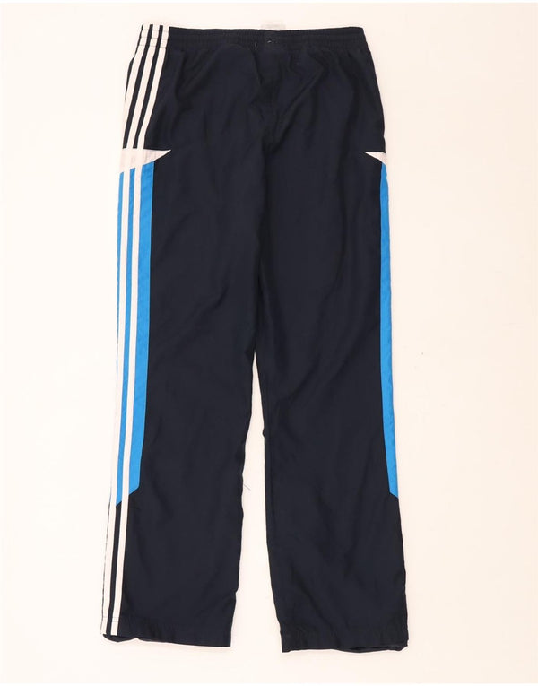 ADIDAS Boys Tracksuit Trousers 13-14 Years Navy Blue Colourblock Polyester