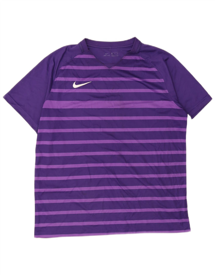 Nike Mens Dri Fit T-Shirt Top 2XL Purple Striped Polyester