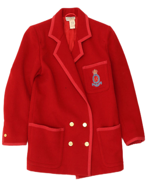 Les Copains Womens Double Breasted Coat UK 10 Small Red Wool