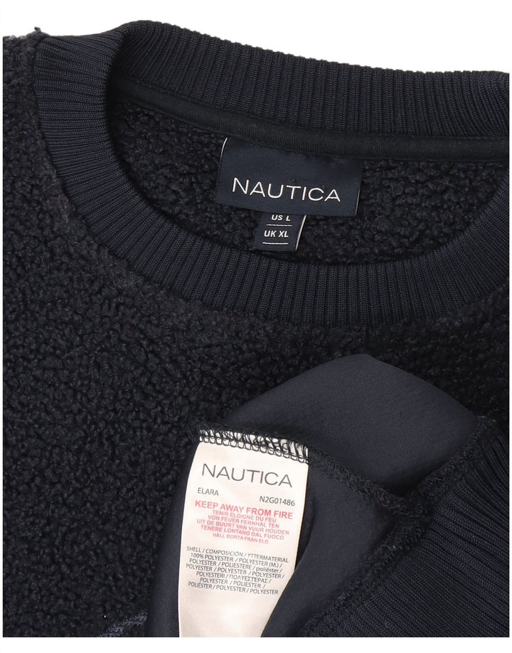 Nautica Mens Graphic Fleece Jumper XL Navy Blue Polyester