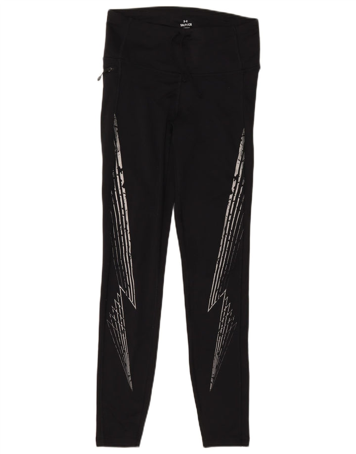 UNDER ARMOUR Womens Leggings UK 10 Small  Black Geometric Polyamide