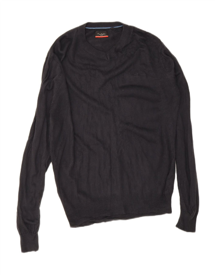 Pierre Cardin Mens V-Neck Jumper Sweater Medium Navy Blue Acrylic
