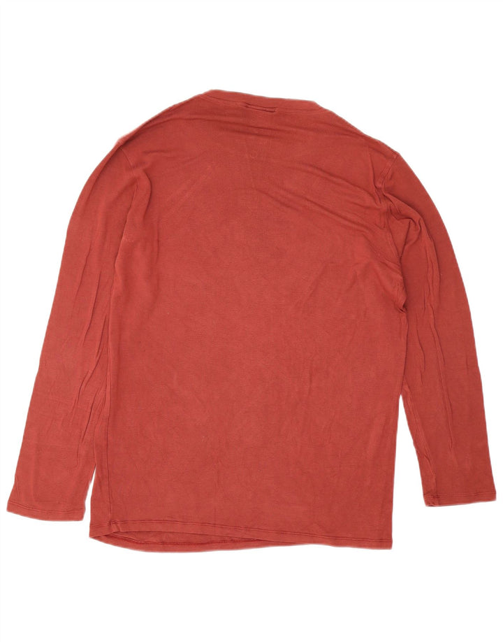 Trussardi Jeans Mens Top Long Sleeve Large Red Viscose