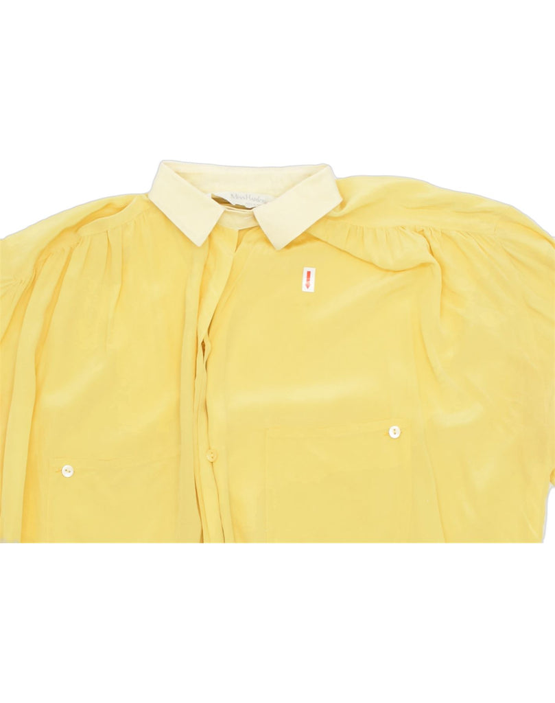 VINTAGE Womens Pullover Shirt Blouse EU 38 Medium Yellow Silk | Vintage | Thrift | Second-Hand | Used Clothing | Messina Hembry 