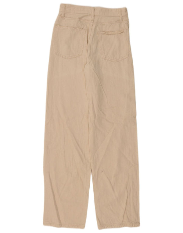 Zara Womens High Waist Tapered Jeans EU 36 XS W26 L32 Beige Cotton