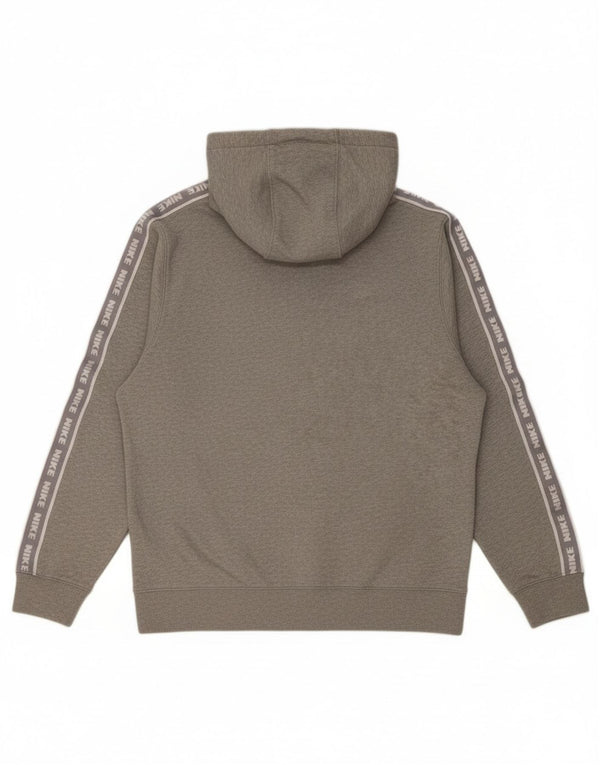 Nike Mens Graphic Hoodie Jumper Medium Grey Flecked Cotton